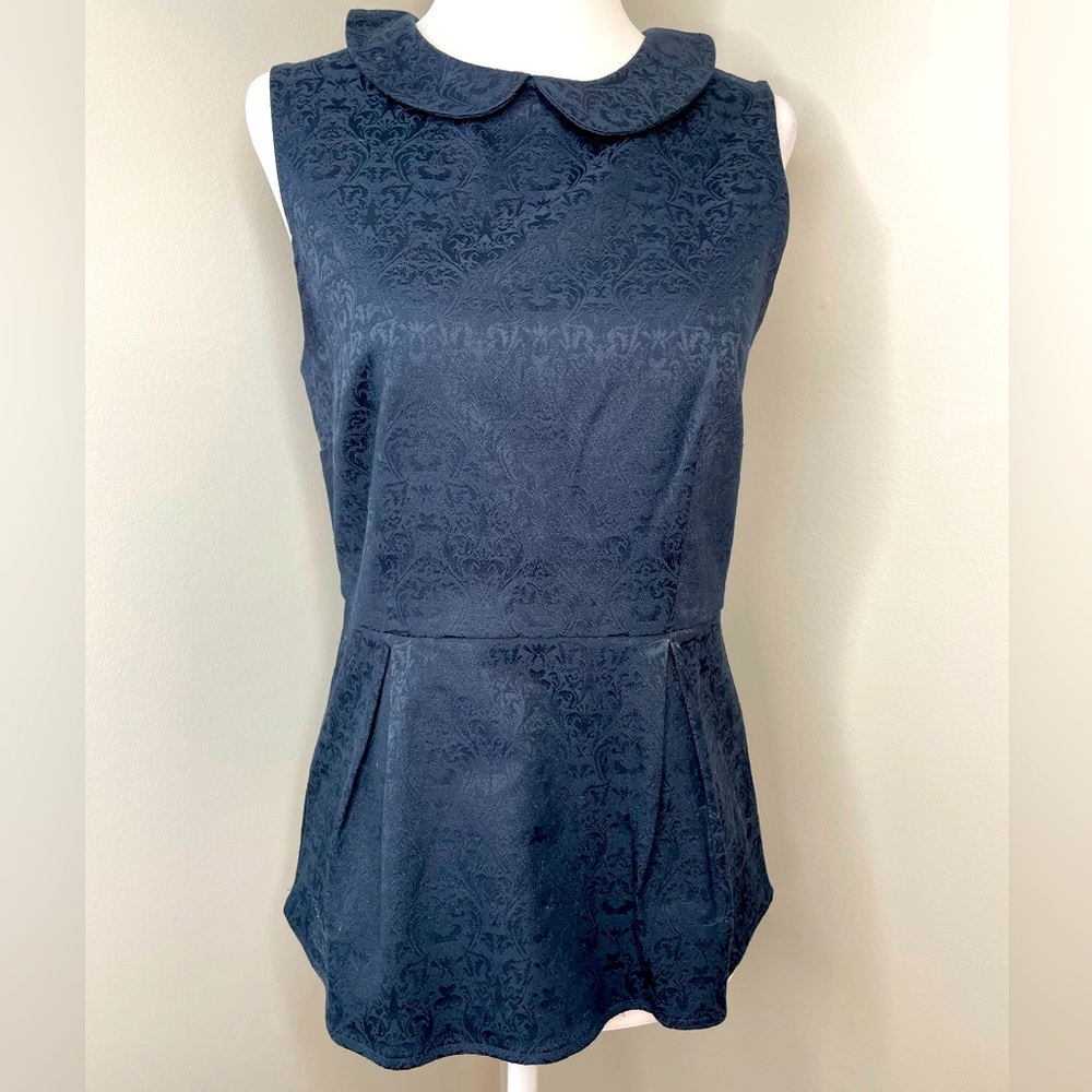 J. Crew Peter Pan Collar Sleeveless Jacquard Blouse